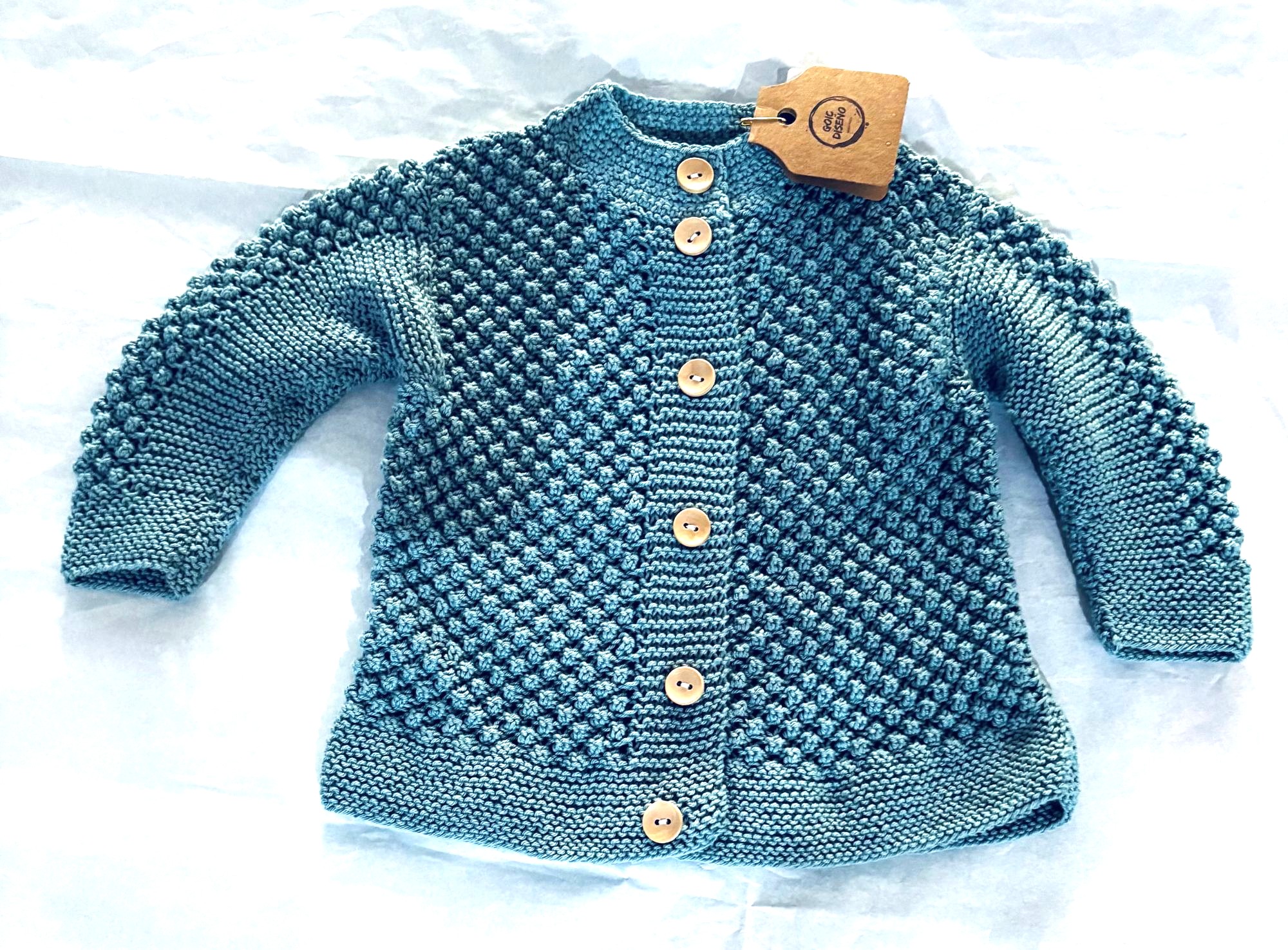 CHALECO BEBE TEJIDO A MANO DISEÑO EXCLUSIVO - 1