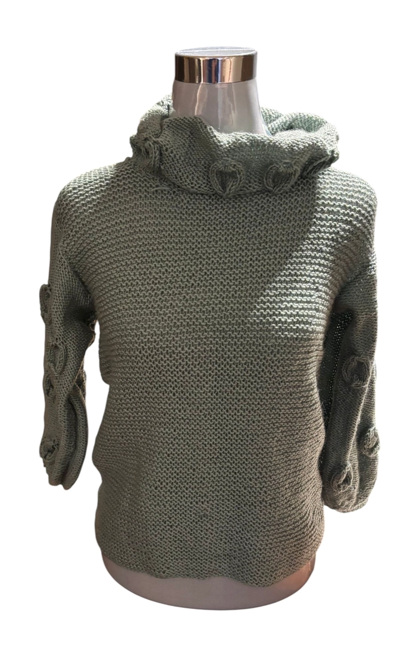 CHALECO CON MANGA LARGA TEJIDO A MANO DISEÑO EXCLUSIVO - 1