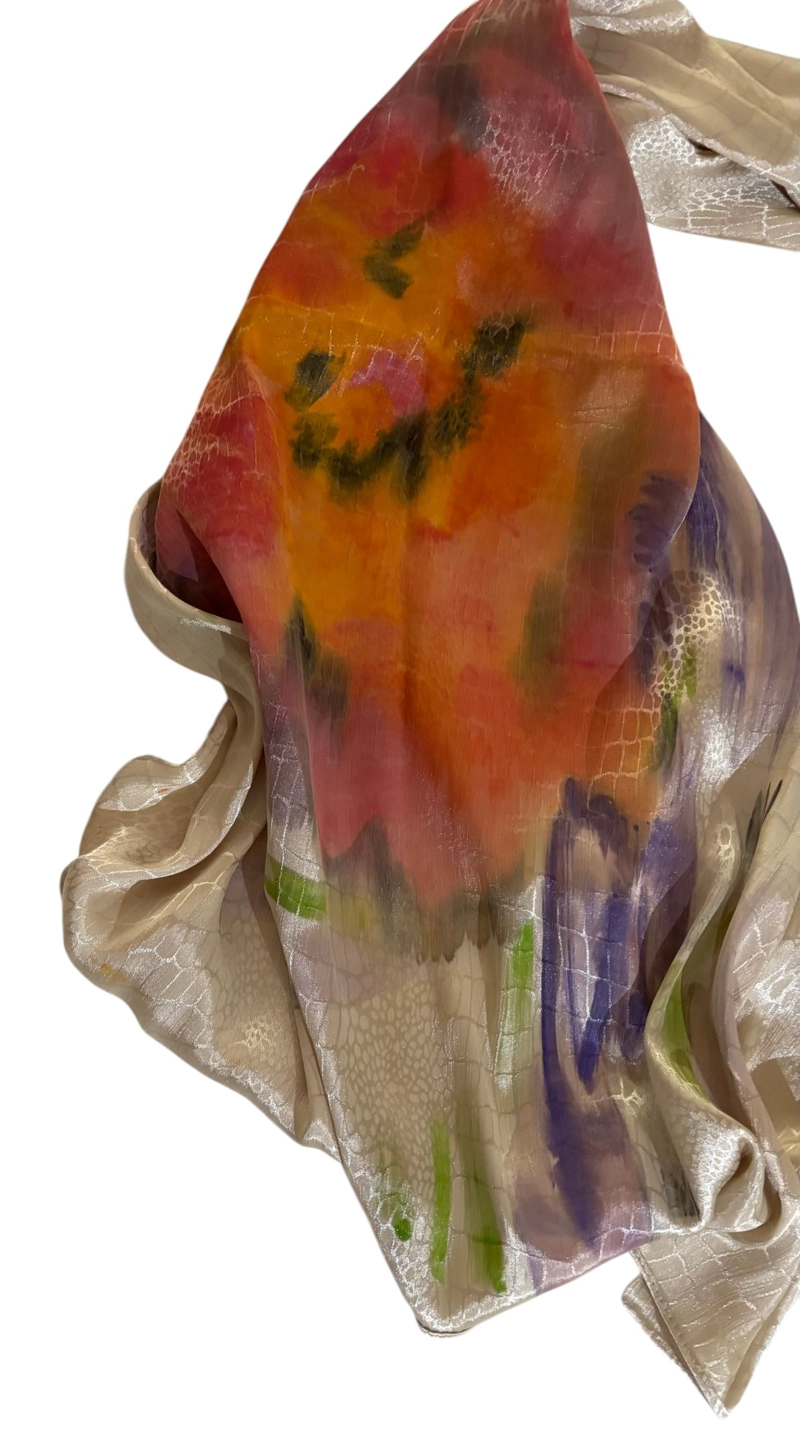 PAÑUELO DE VISCOSA PINTADO A MANO DISEÑO EXCLUSIVO - 2