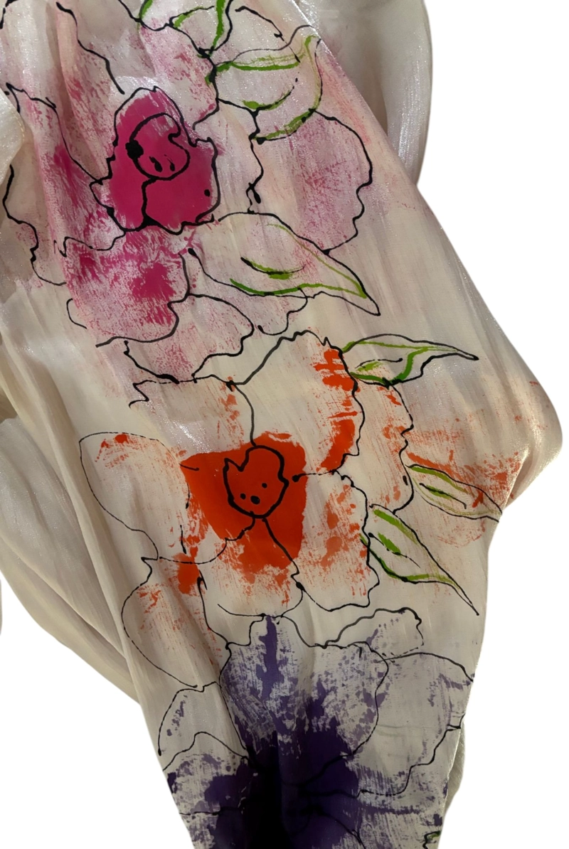 PAÑUELO DE VISCOSA PINTADO A MANO DISEÑO EXCLUSIVO - 3