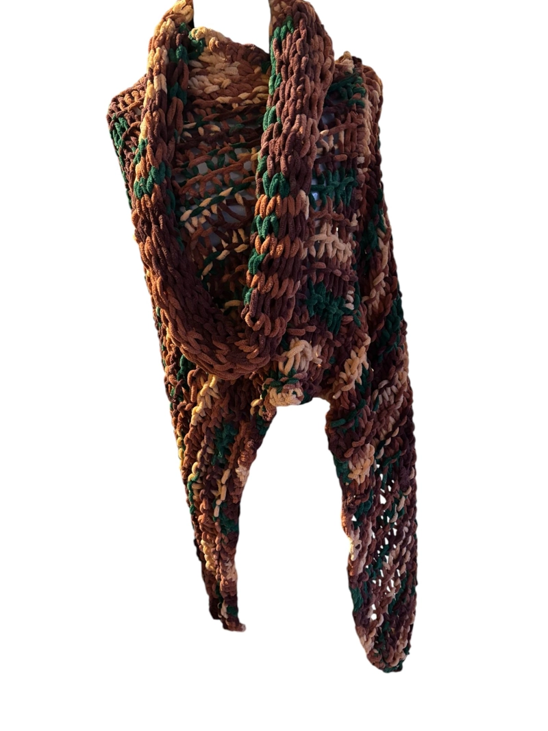 PONCHO LANA CHENILE HECHO A MANO EXCLUSIVO - 2