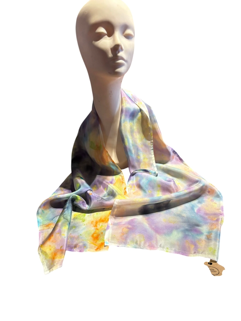PAÑUELO 100% SEDA NATURAL, HECHO A MANO, DISEÑO EXCLUSIVO - 1