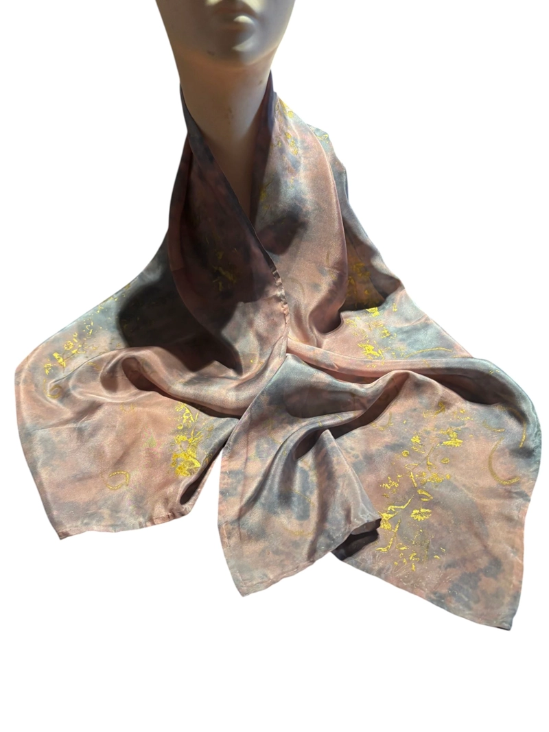 PAÑUELO 100% SEDA NATURAL, HECHO A MANO, DISEÑO EXCLUSIVO - 1