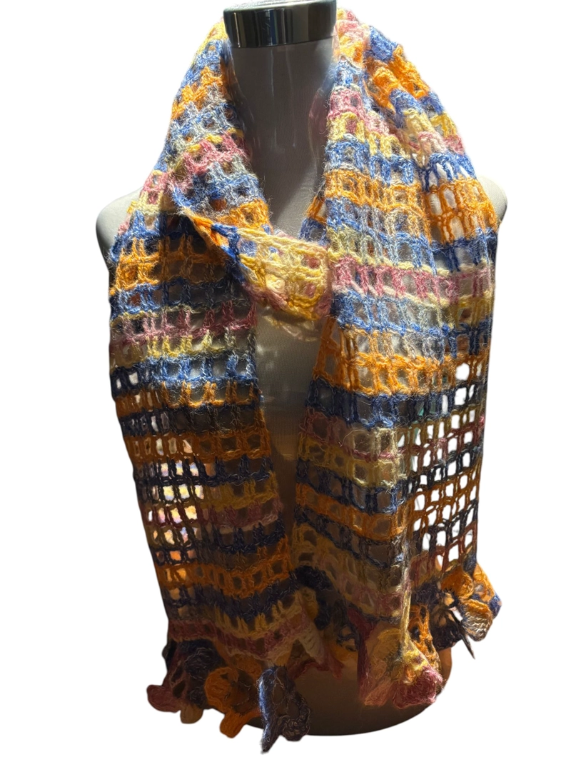 BUFANDA LANA MOHAIR TEJIDA A MANO DISEÑO EXCLUSIVO - 1
