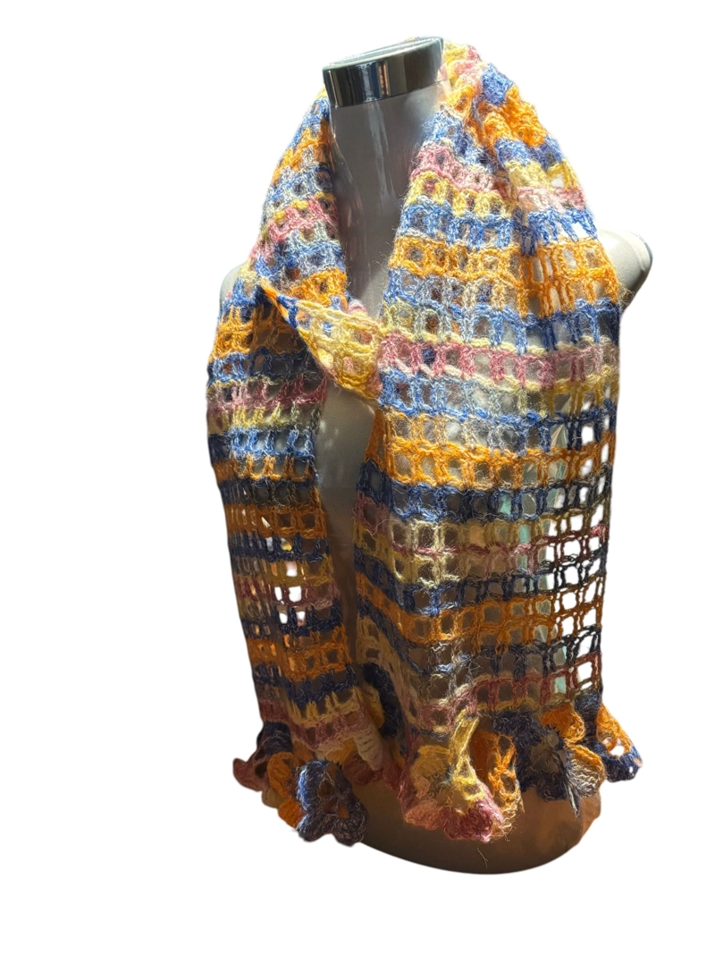BUFANDA LANA MOHAIR TEJIDA A MANO DISEÑO EXCLUSIVO - 3