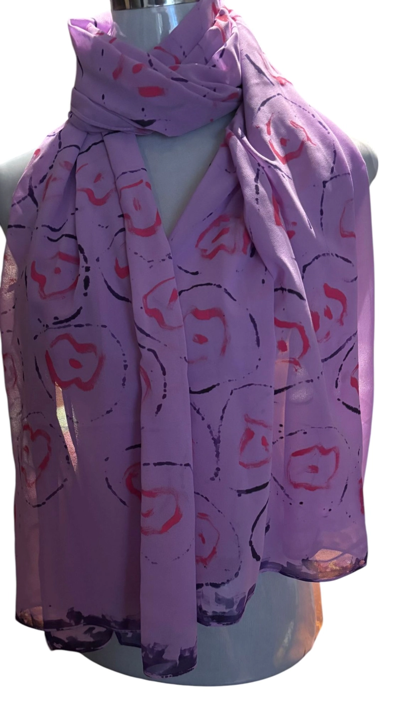 PAÑUELO DE VISCOSA PINTADO A MANO DISEÑO EXCLUSIVO - 1