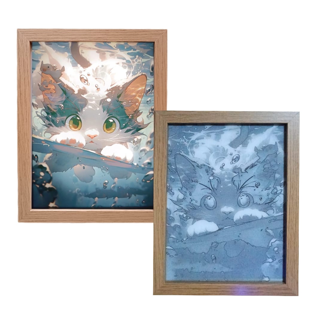 CUADRO LED DE GATO 23X18CM - 1