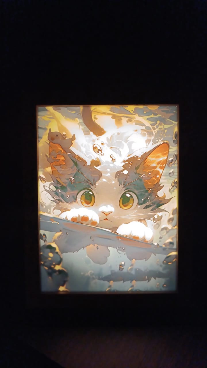 CUADRO LED DE GATO 23X18CM - 2