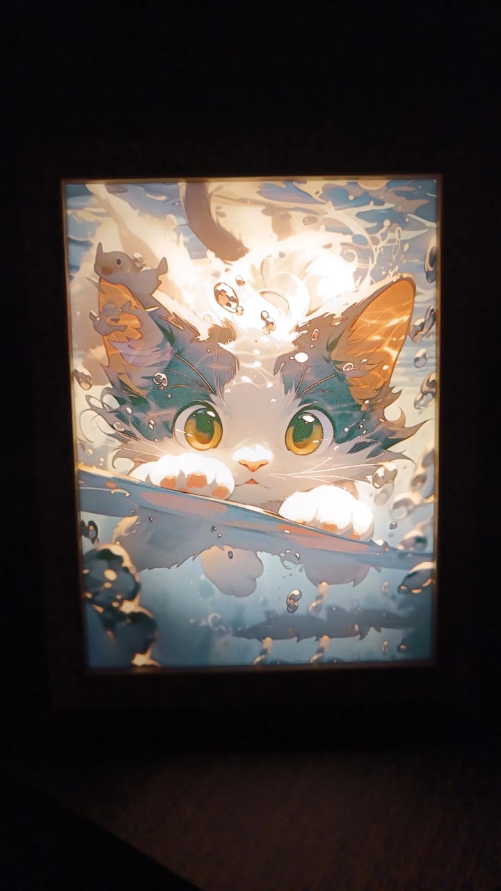 CUADRO LED DE GATO 23X18CM - 4