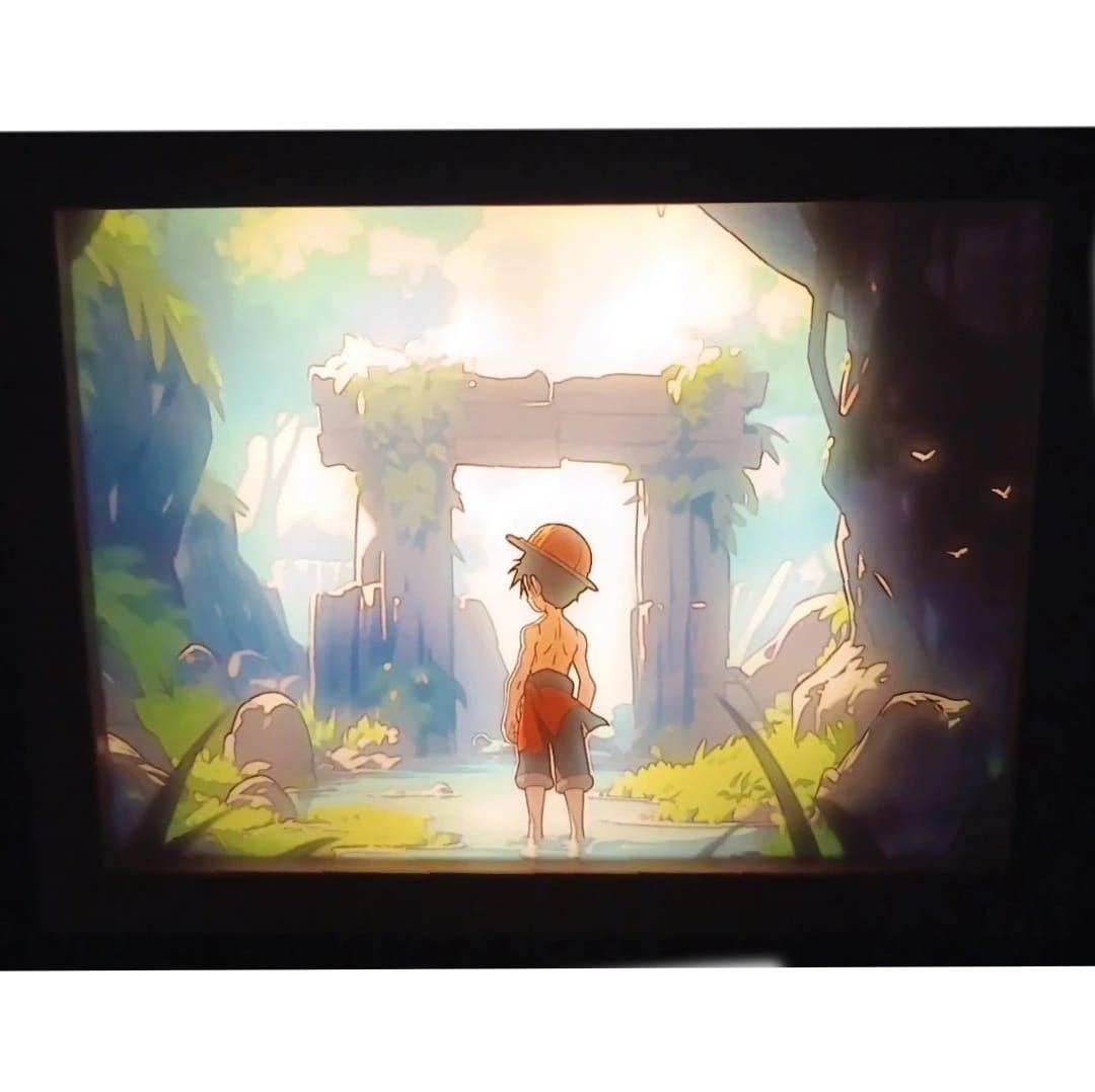 CUADRO LED DE LUFFY EN BOSQUE 23X18CM - 2