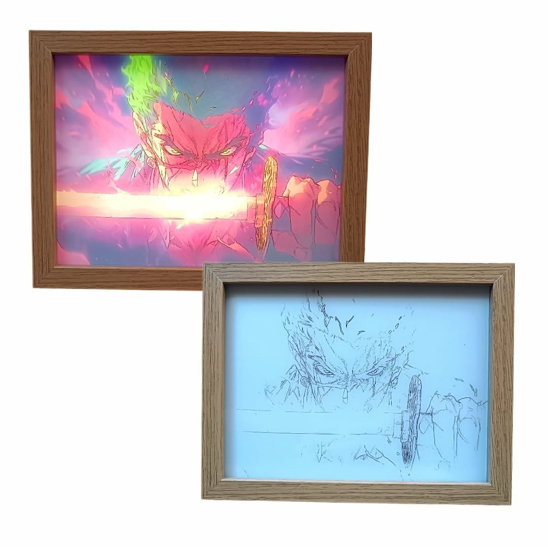 CUADRO LED DE ZORO ESPADA EN HORIZONTAL 23X18CM - 1