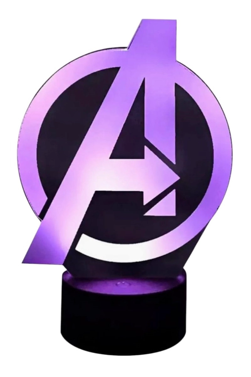 LAMPARA ILUSION 3D LOGO AVENGERS DE 7 COLORES - 1