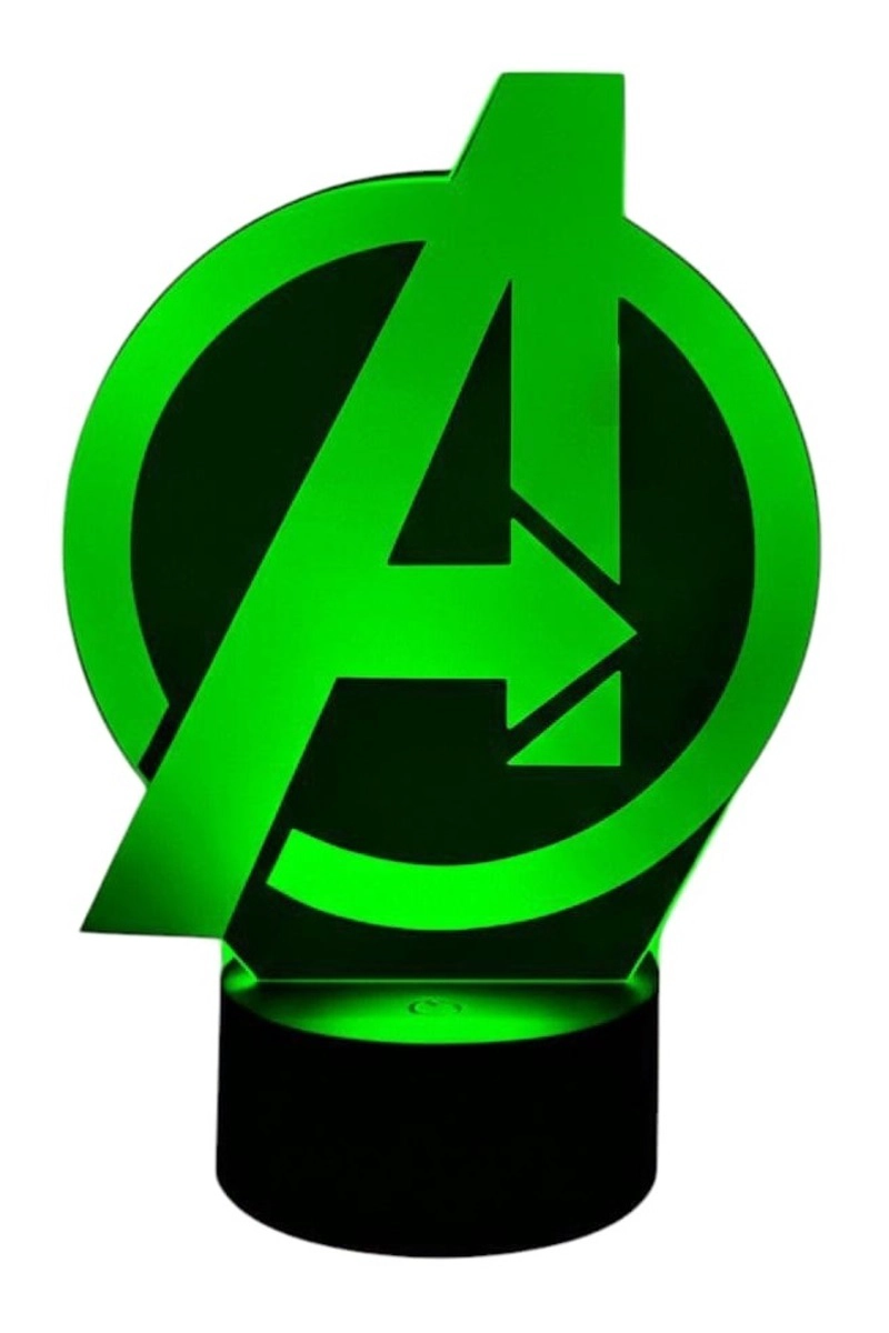 LAMPARA ILUSION 3D LOGO AVENGERS DE 7 COLORES - 2