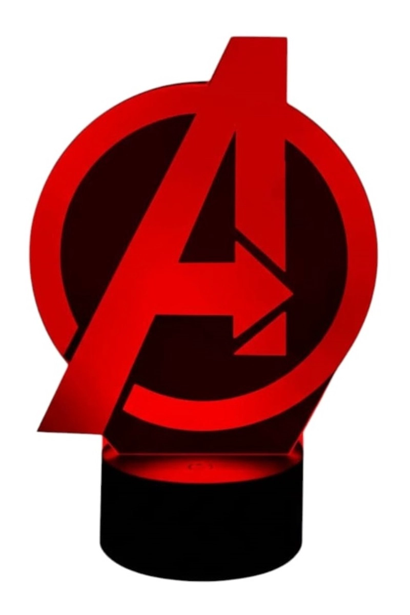 LAMPARA ILUSION 3D LOGO AVENGERS DE 7 COLORES - 3
