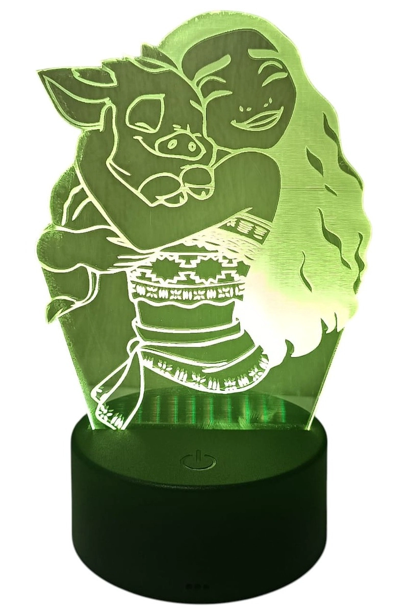 LAMPARA ILUSION 3D MOANA DE 7 COLORES - 1