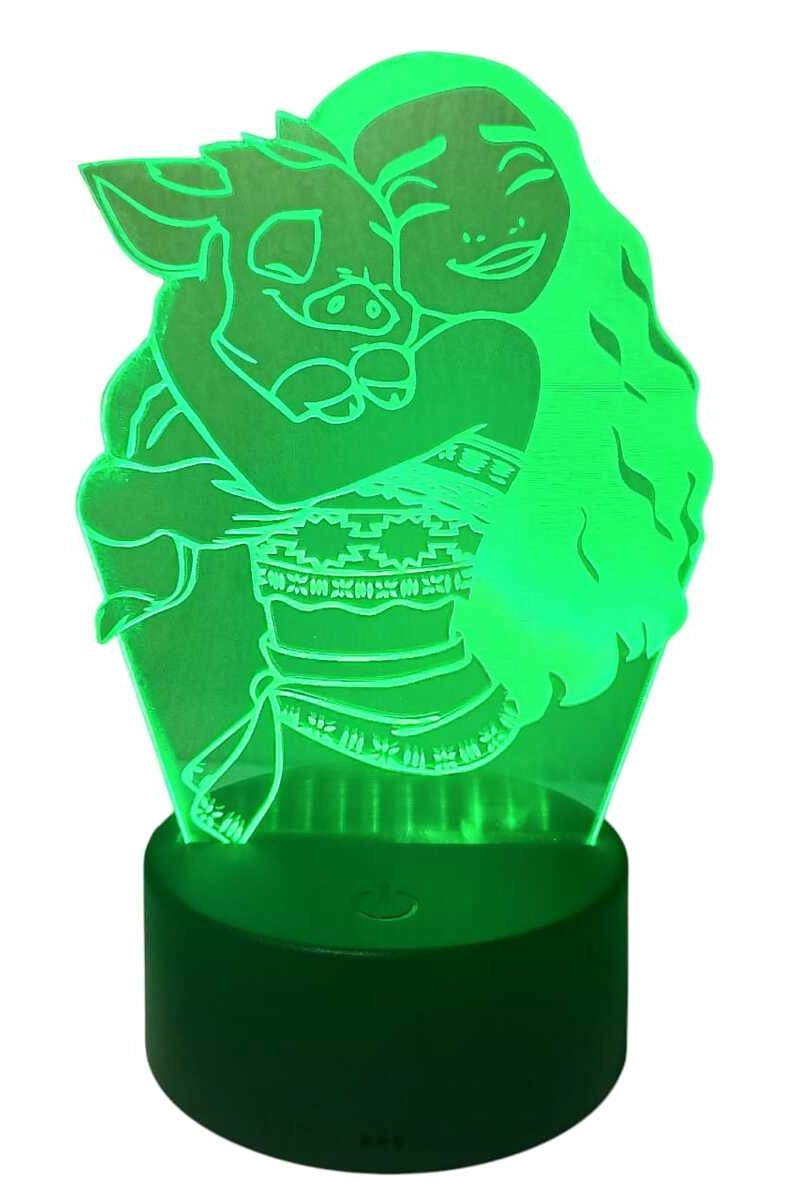 LAMPARA ILUSION 3D MOANA DE 7 COLORES - 3
