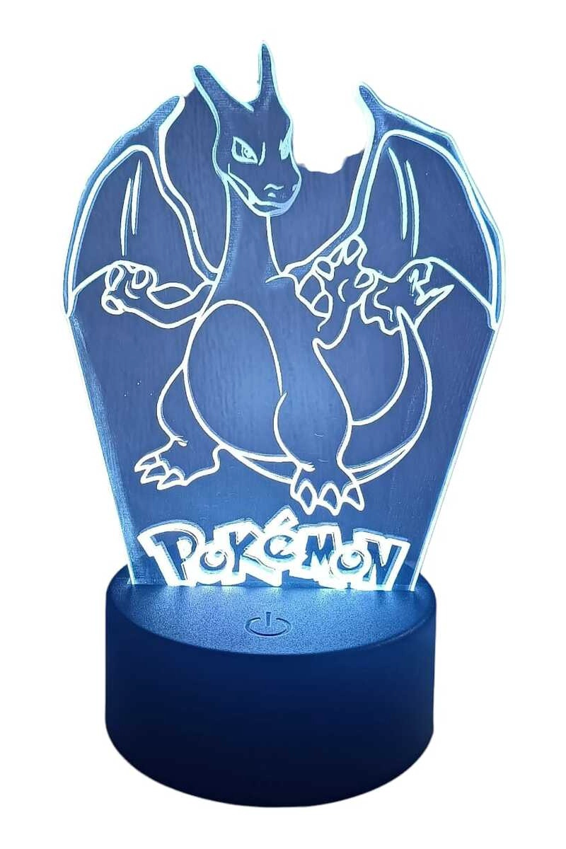LAMPARA ILUSION 3D CHARIZARD DE 7 COLORES - 2
