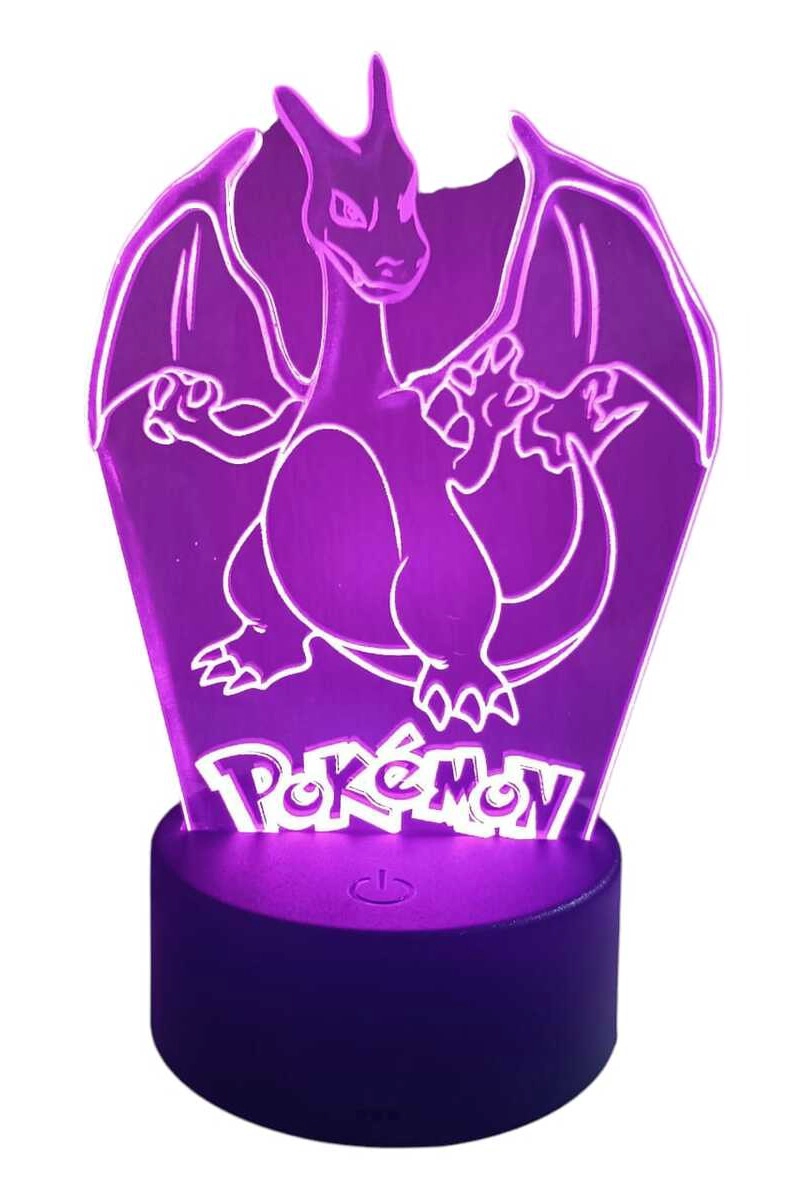 LAMPARA ILUSION 3D CHARIZARD DE 7 COLORES - 3