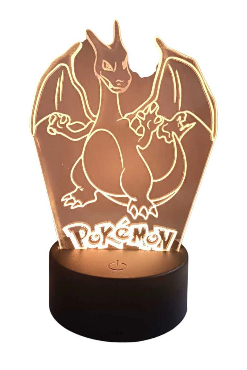 LAMPARA ILUSION 3D CHARIZARD DE 7 COLORES - 6