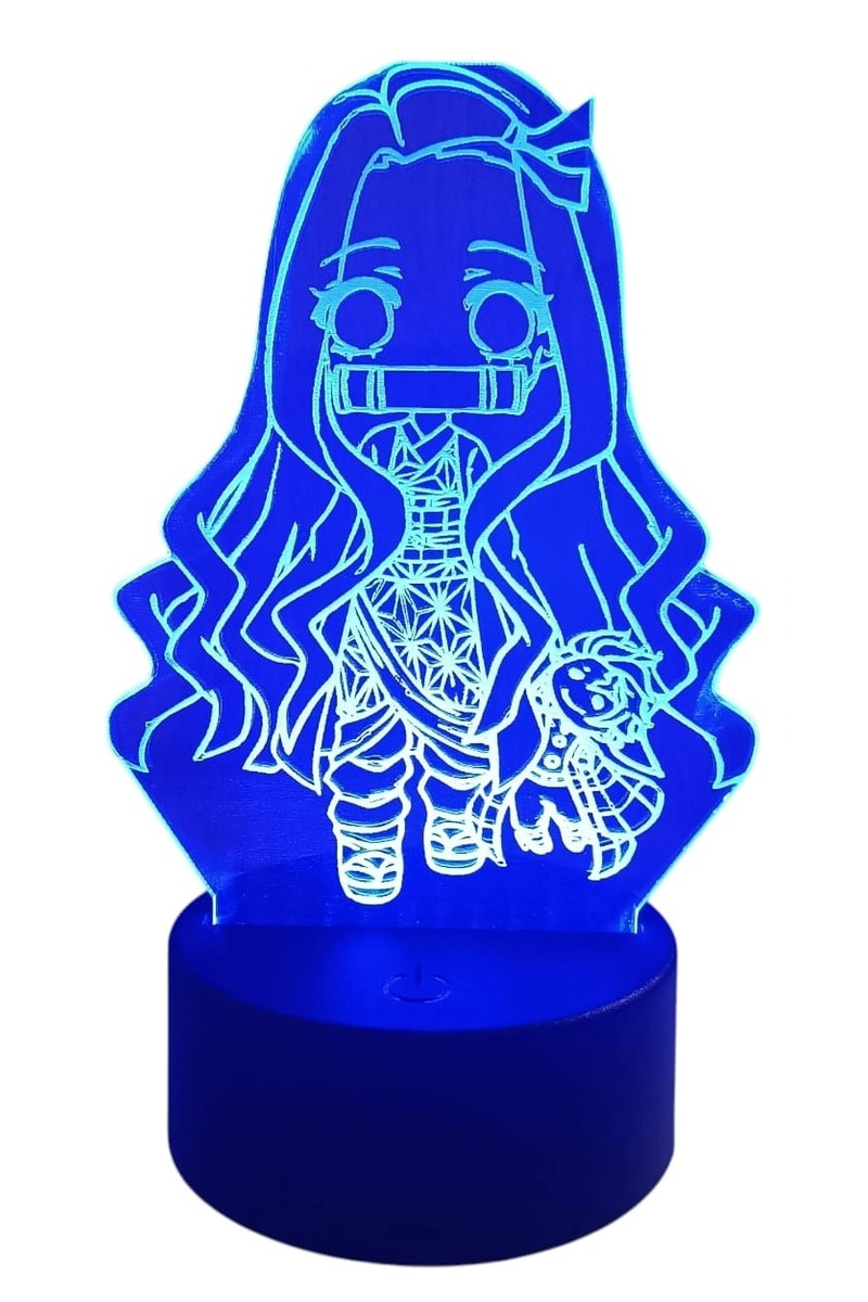 LAMPARA ILUSION 3D NEZUKO CHIBI DE 7 COLORES - 2