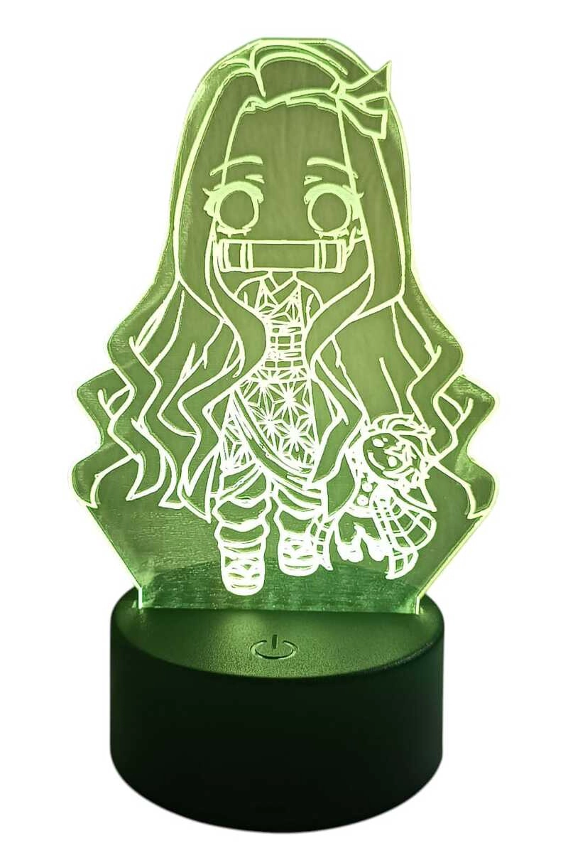LAMPARA ILUSION 3D NEZUKO CHIBI DE 7 COLORES - 3