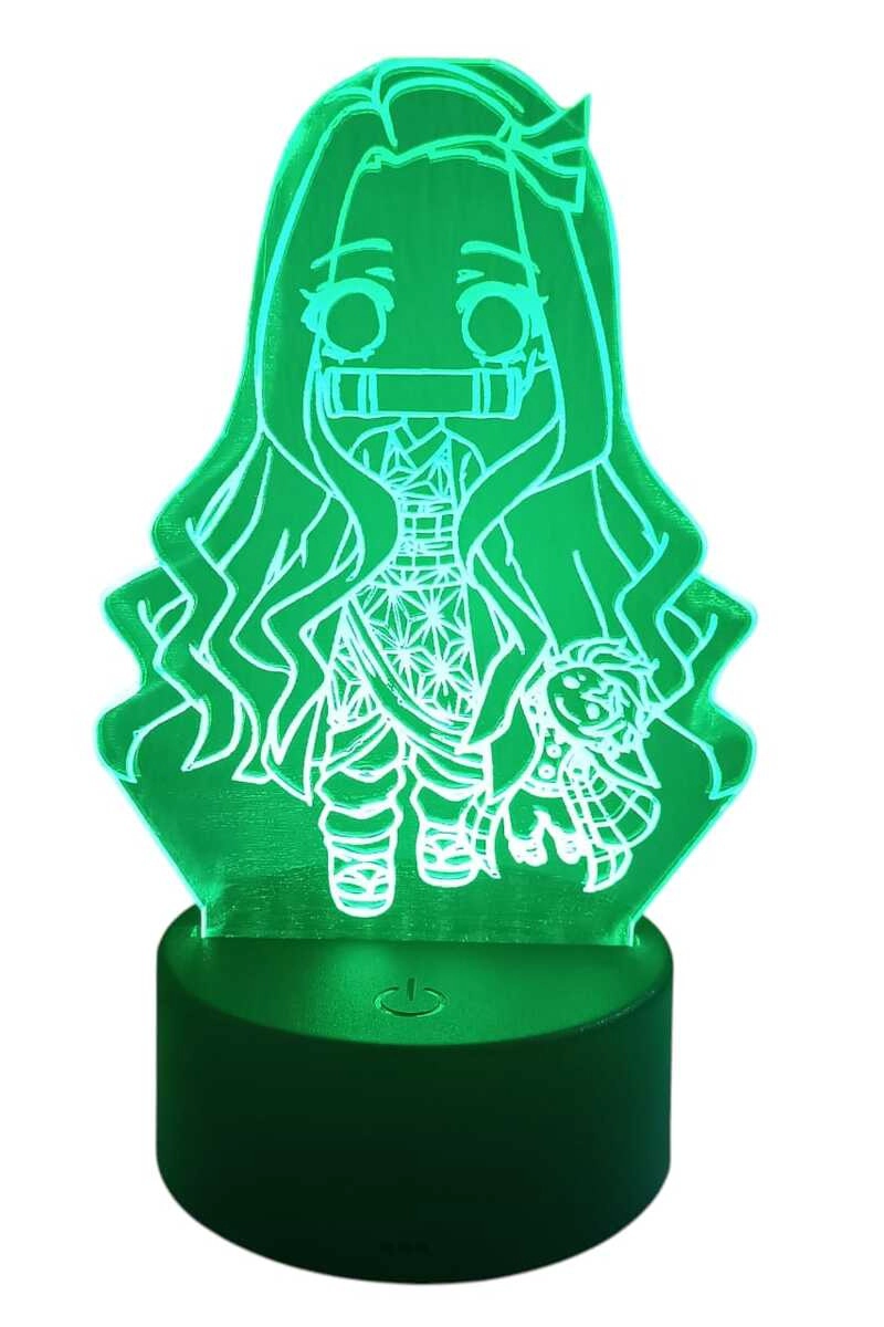 LAMPARA ILUSION 3D NEZUKO CHIBI DE 7 COLORES - 4