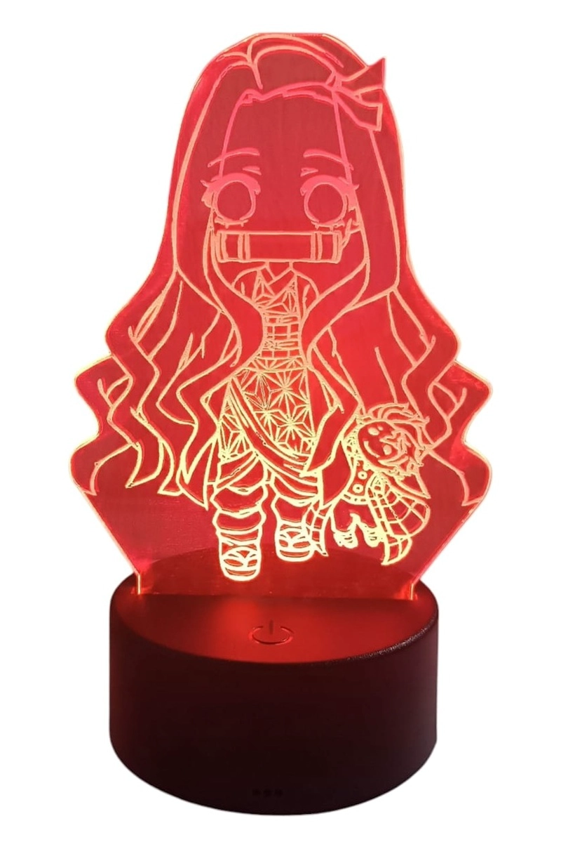 LAMPARA ILUSION 3D NEZUKO CHIBI DE 7 COLORES - 5