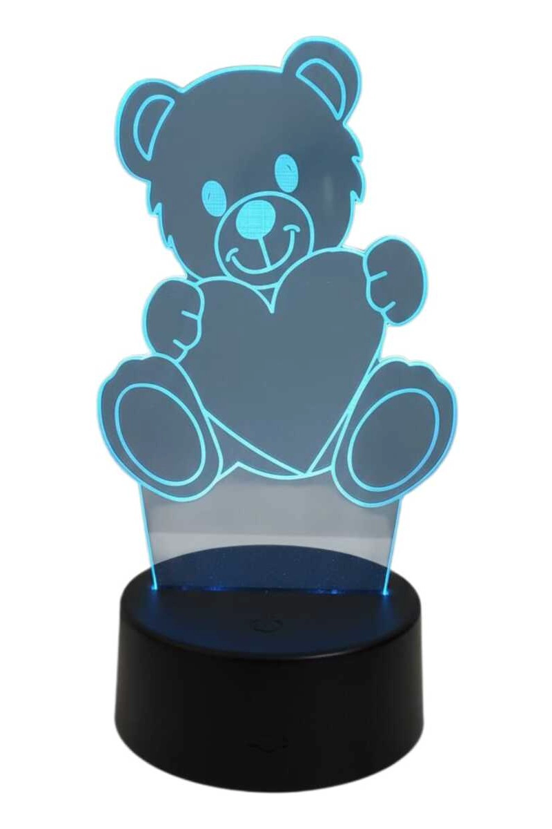 LAMPARA ILUSION 3D OSO Y CORAZON DE 7 COLORES - 2