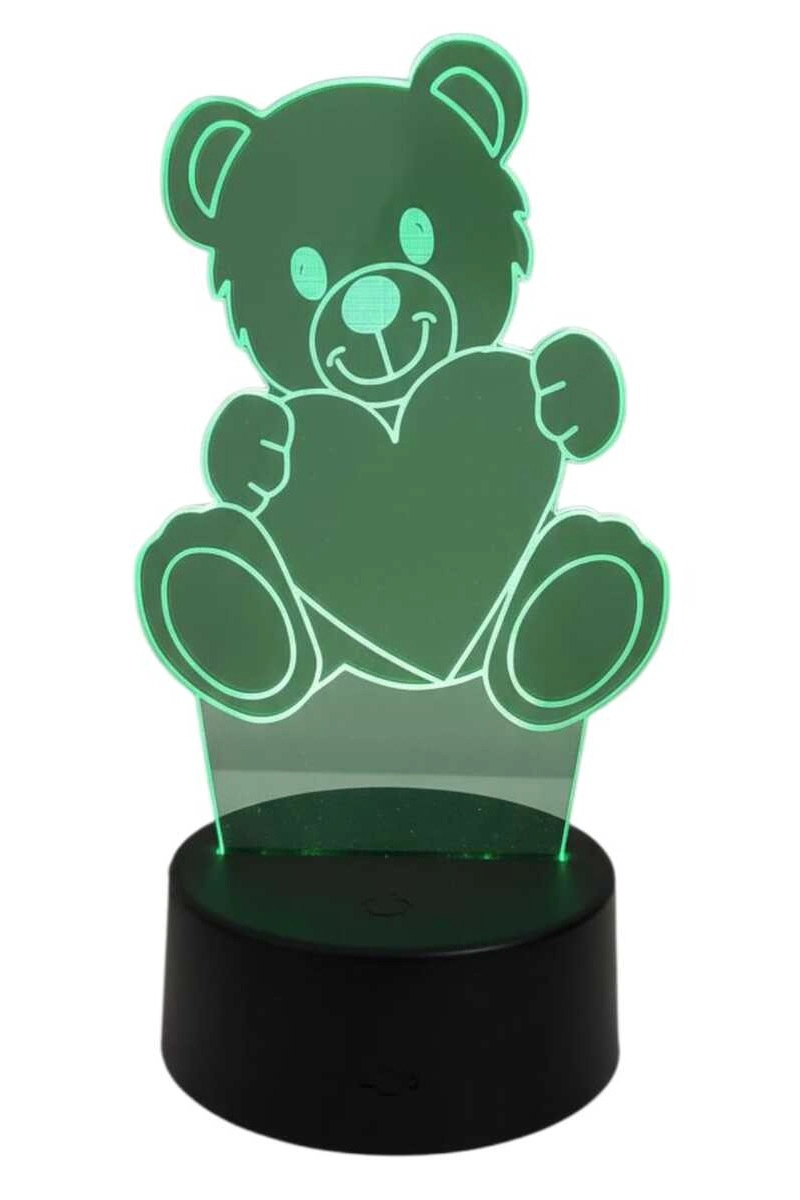 LAMPARA ILUSION 3D OSO Y CORAZON DE 7 COLORES - 3