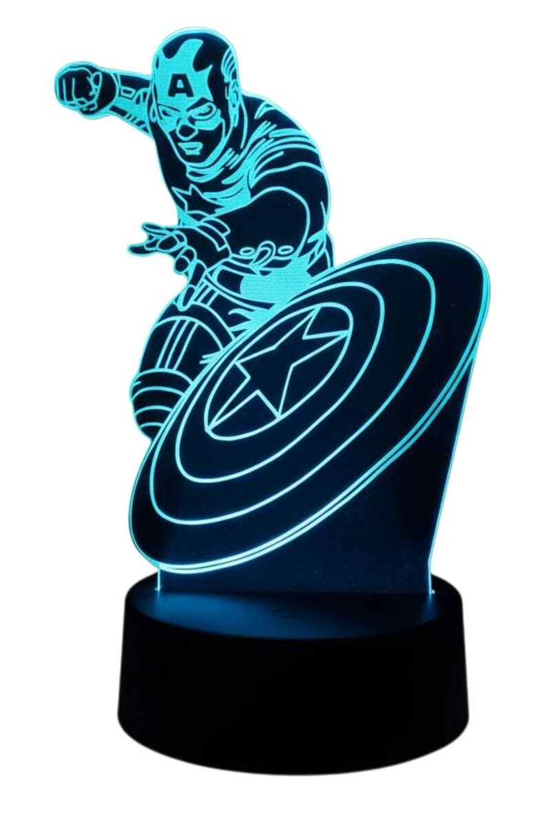LAMPARA ILUSION 3D CAPITAN AMERICA DE 7 COLORES - 1