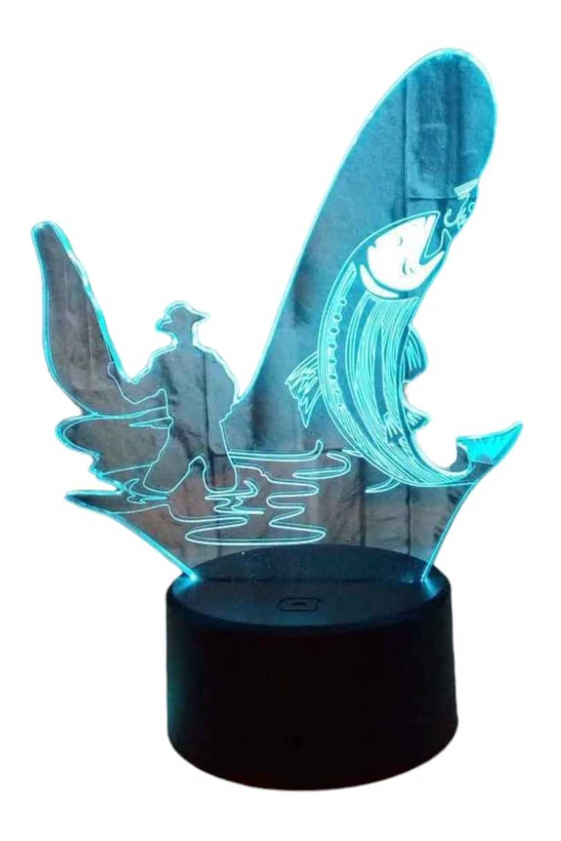 LAMPARA ILUSION 3D PESCADOR DE 7 COLORES - 3
