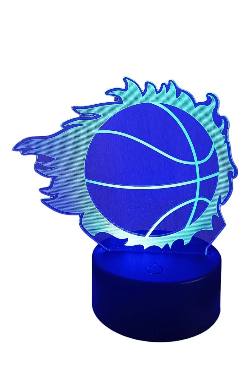 LAMPARA ILUSION 3D PELOTA DE BASQUETBOL DE 7 COLORES - 1