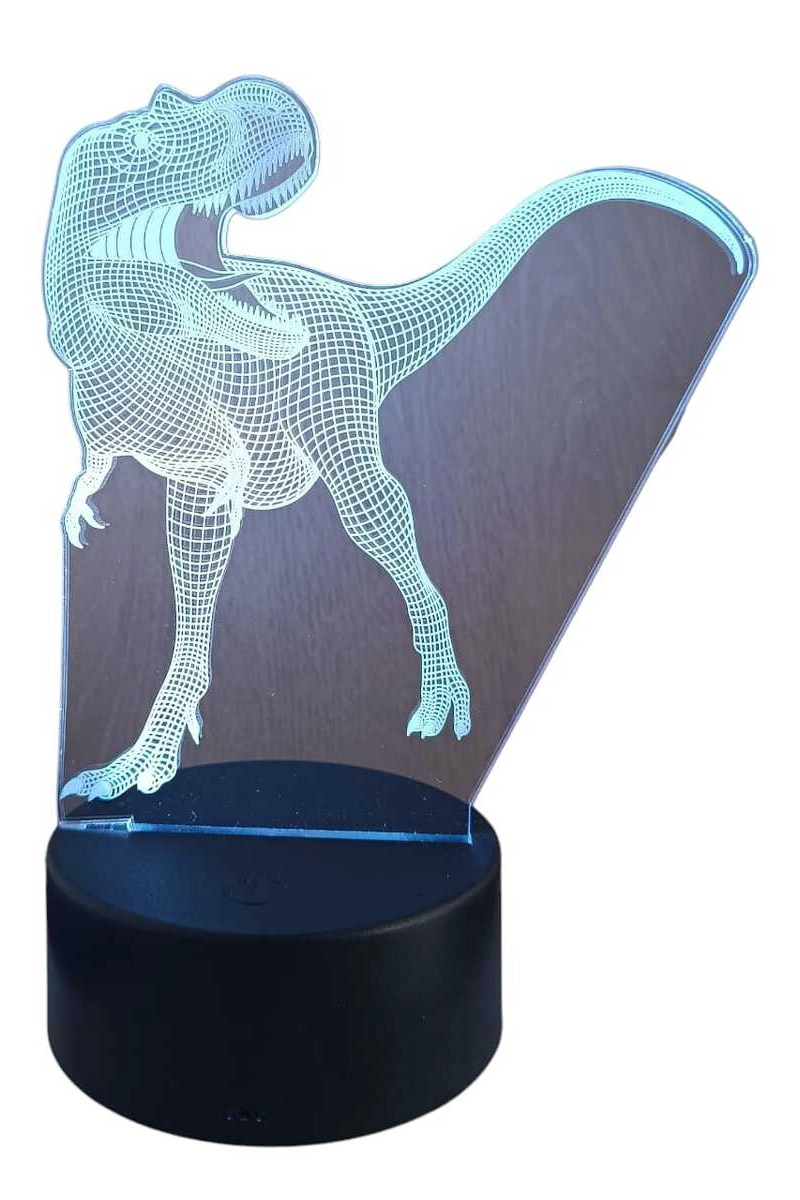 LAMPARA ILUSION 3D DINO REX DE 7 COLORES - 1