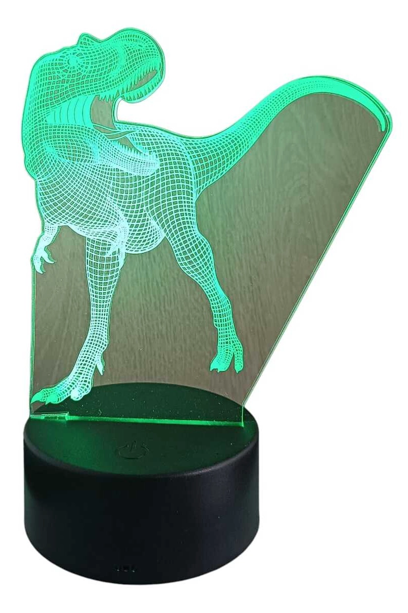 LAMPARA ILUSION 3D DINO REX DE 7 COLORES - 2