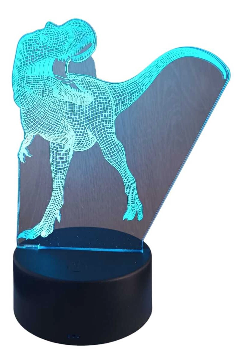 LAMPARA ILUSION 3D DINO REX DE 7 COLORES - 3