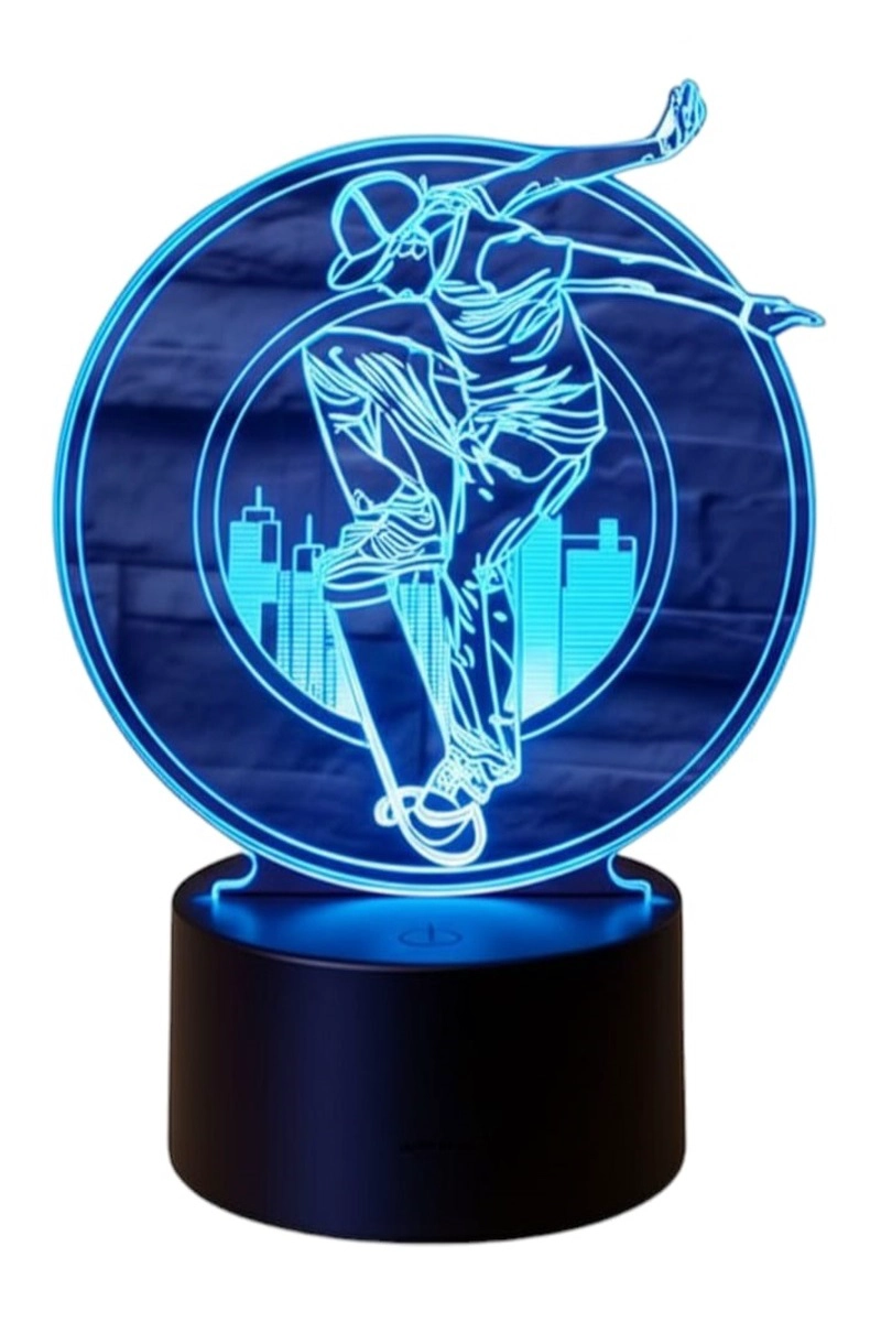 LAMPARA ILUSION 3D SKATE CIUDAD DE 7 COLORES - 1
