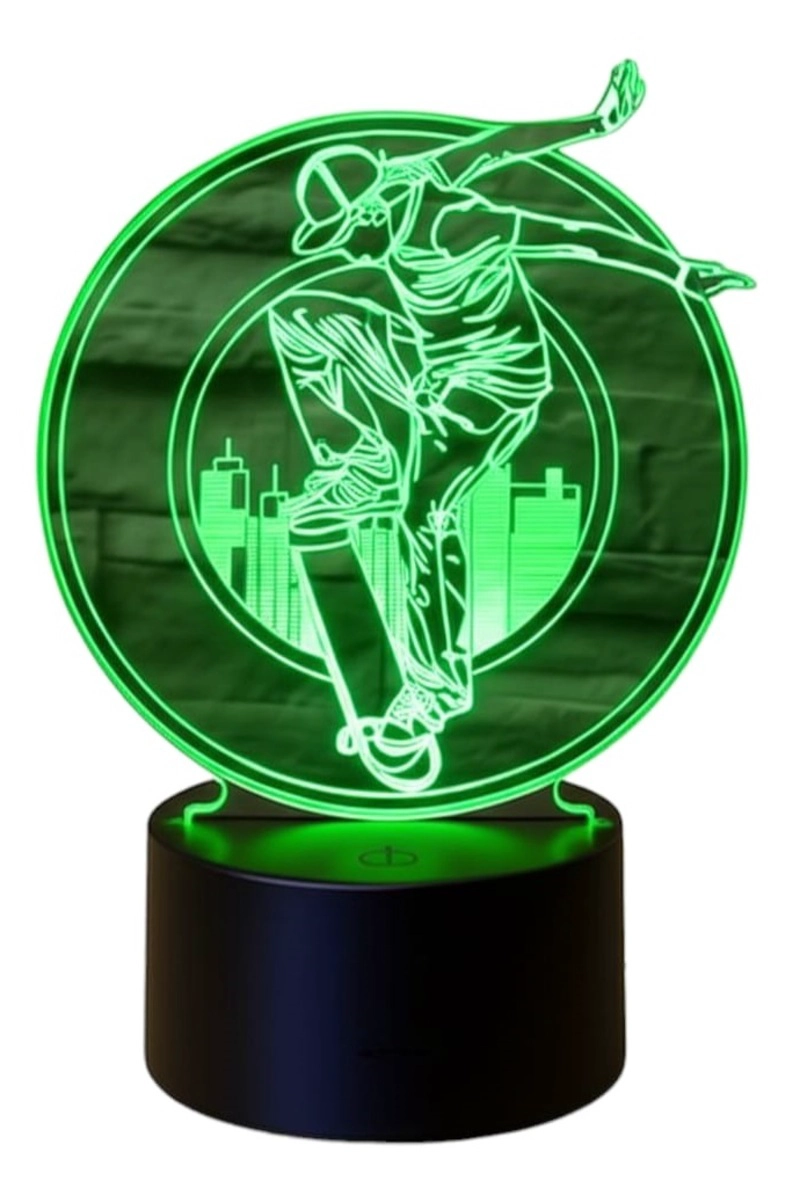 LAMPARA ILUSION 3D SKATE CIUDAD DE 7 COLORES - 2