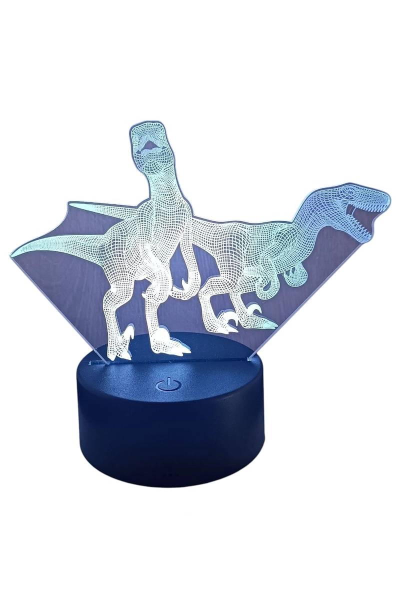 LAMPARA ILUSION 3D DINO PAREJA DE 7 COLORES - 1