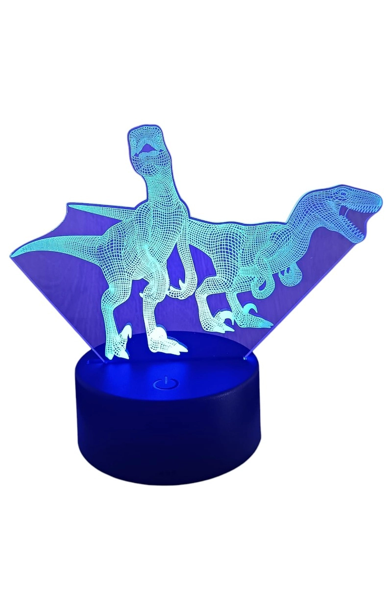 LAMPARA ILUSION 3D DINO PAREJA DE 7 COLORES - 2