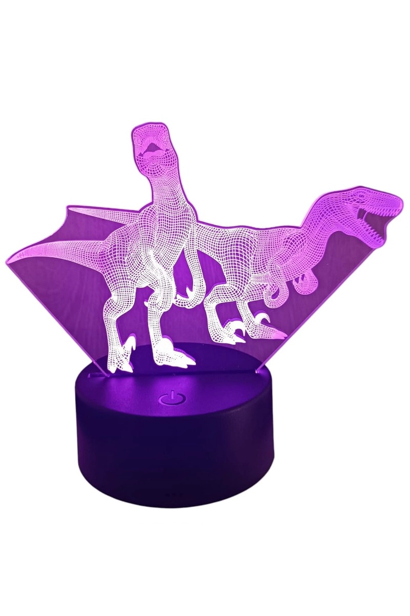 LAMPARA ILUSION 3D DINO PAREJA DE 7 COLORES - 3