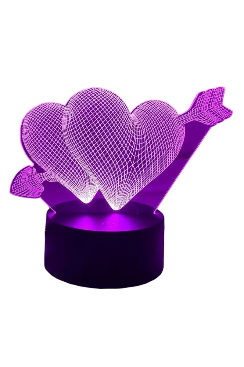 LAMPARA ILUSION 3D CORAZON FLECHADO DE 7 COLORES - 2
