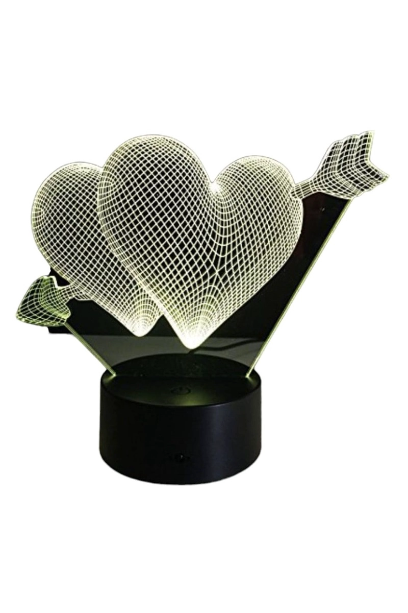 LAMPARA ILUSION 3D CORAZON FLECHADO DE 7 COLORES - 3