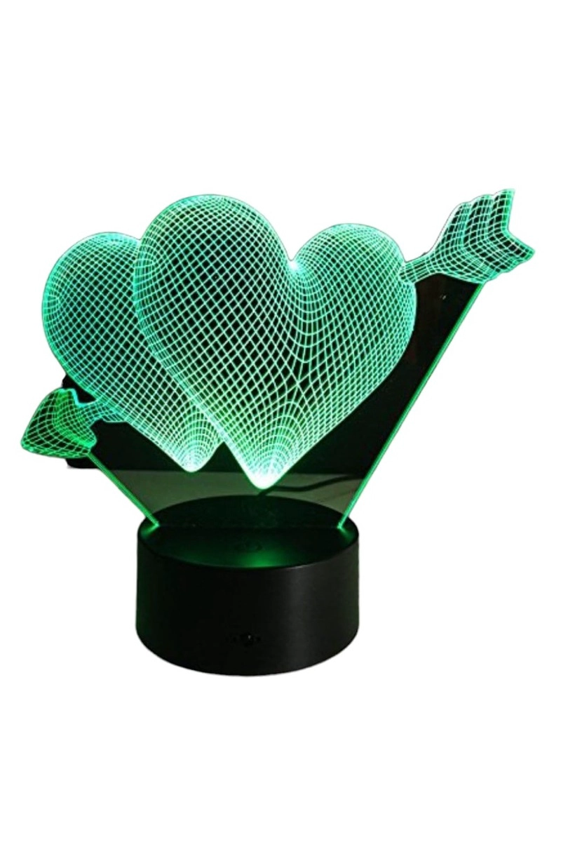 LAMPARA ILUSION 3D CORAZON FLECHADO DE 7 COLORES - 4