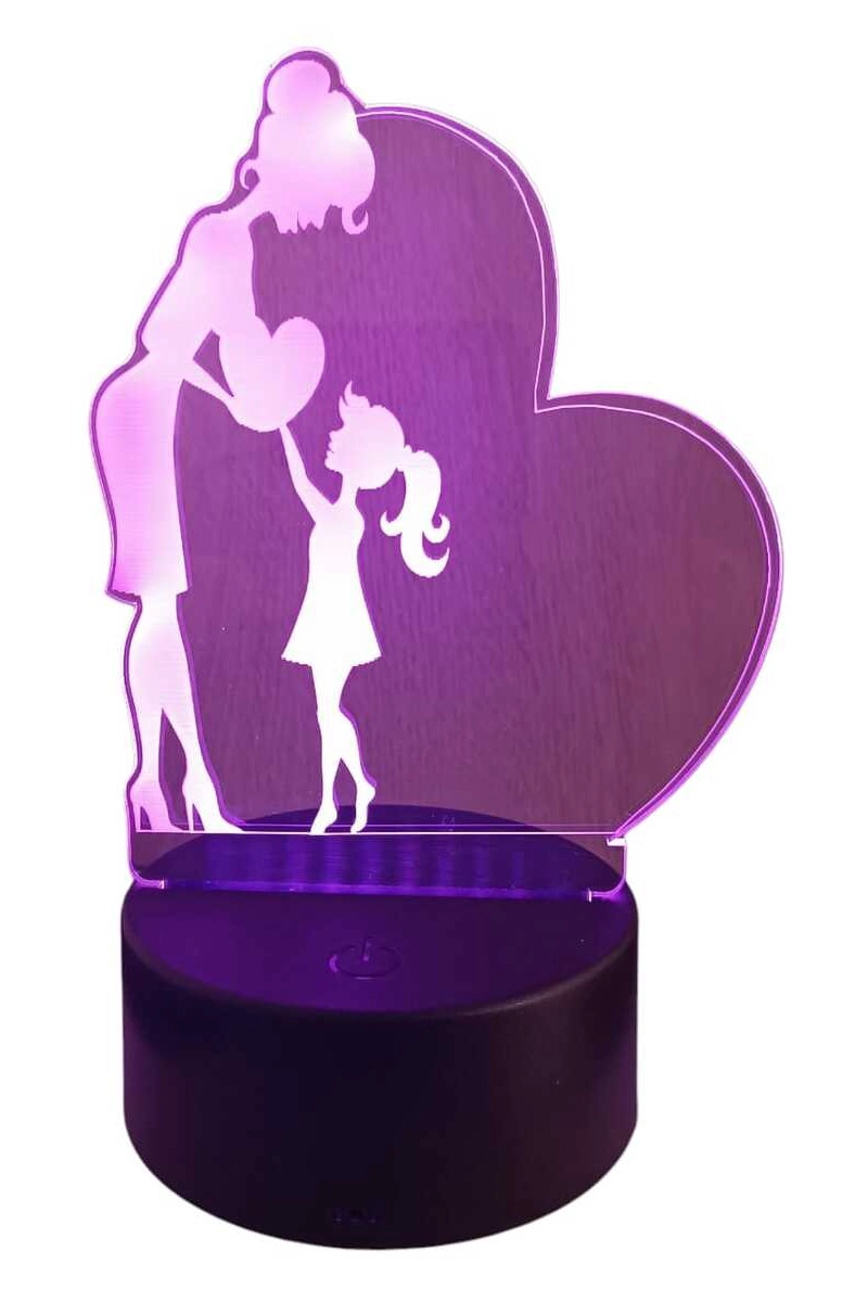 LAMPARA ILUSION 3D MADRE E HIJA DE 7 COLORES - 1
