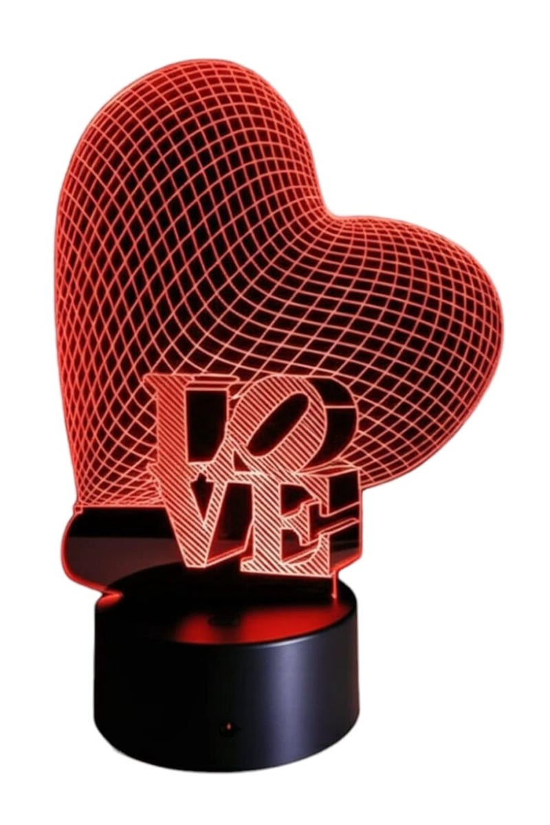 LAMPARA ILUSION 3D CORAZON LOVE DE 7 COLORES - 1