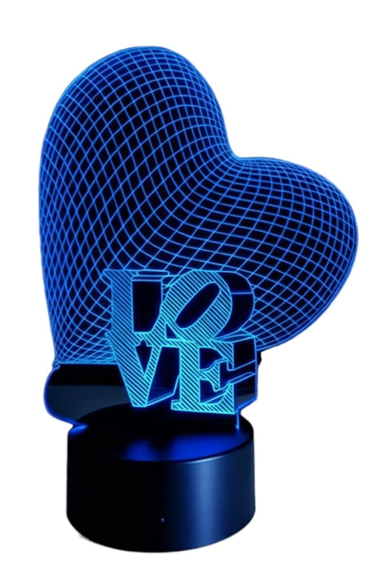 LAMPARA ILUSION 3D CORAZON LOVE DE 7 COLORES - 2