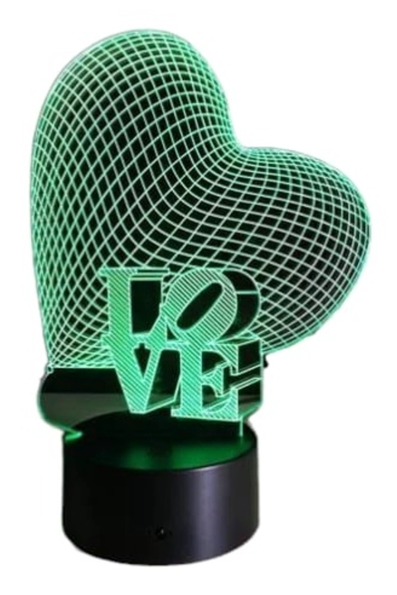 LAMPARA ILUSION 3D CORAZON LOVE DE 7 COLORES - 3