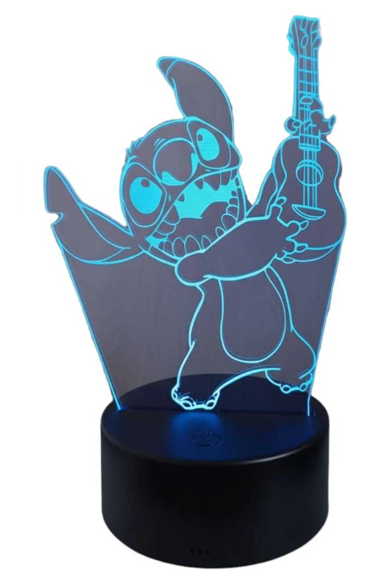 LAMPARA ILUSION 3D STICH UKELELE DE 7 COLORES - 2