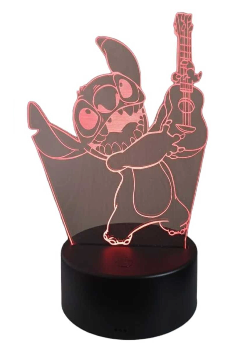 LAMPARA ILUSION 3D STICH UKELELE DE 7 COLORES - 3