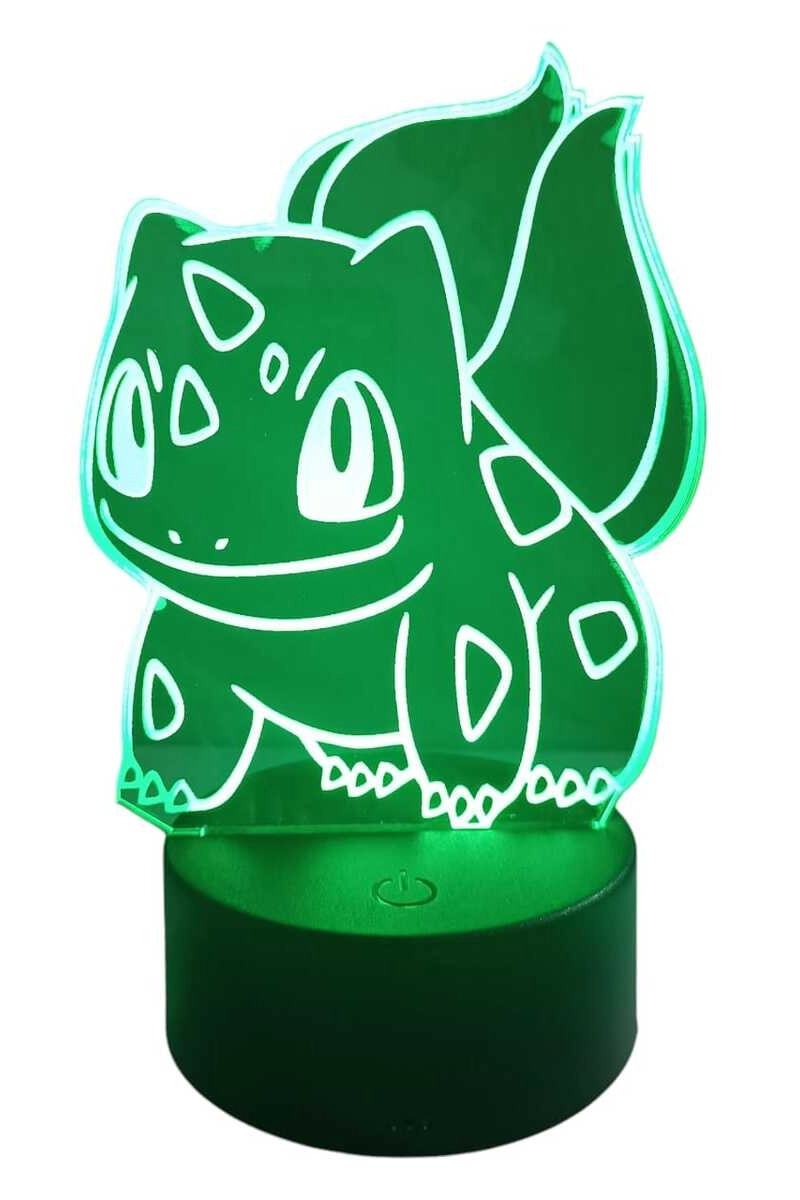 LAMPARA ILUSION 3D BULBASAUR POKEMON DE 7 COLORES - 1